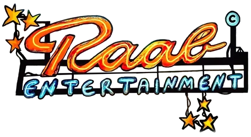 Raab Entertainment Logo im Leuchtreklame-Stil