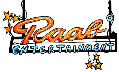 Raab Entertainment Logo im Leuchtreklame-Stil