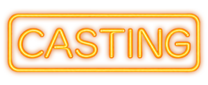 Neon-Button mit der Aufschrift „Casting“