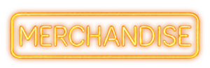 Neon-Button mit der Aufschrift „Merchandise“