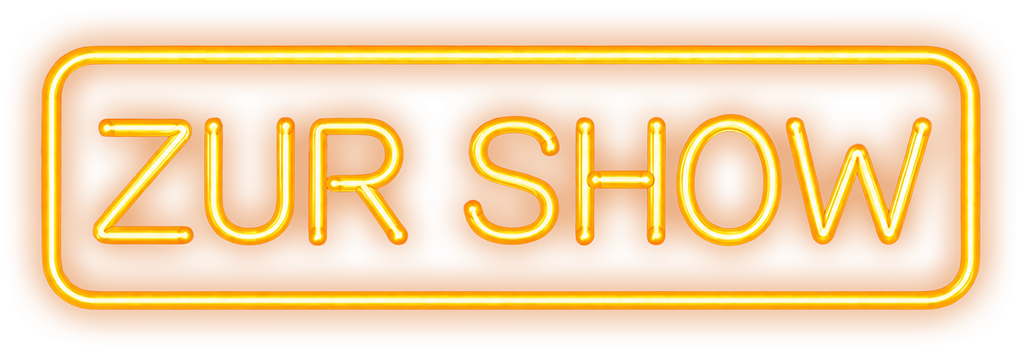 Neon-Button mit der Aufschrift „Zur Show“